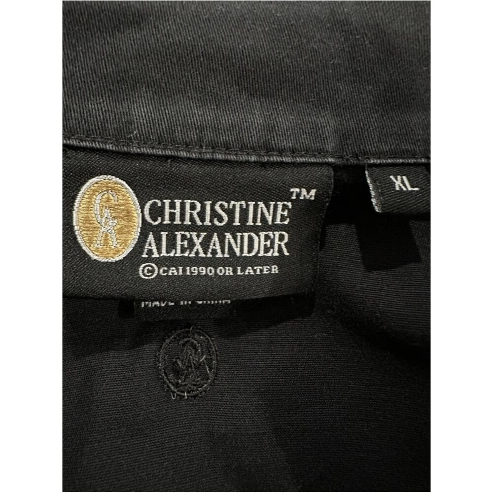CHRISTINE ALEXANDER Black Swarovski Crystal Metallic Stud Denim Jacket Size XL - Picture 3 of 7